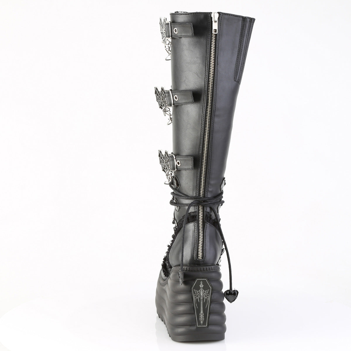 4 1/2" Platform Knee High Boot, Inside Zip (Demonia MOR215/BVL)