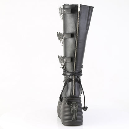 4 1/2" Platform Knee High Boot, Inside Zip (Demonia MOR215/BVL)
