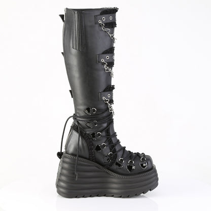 4 1/2" Platform Knee High Boot, Inside Zip (Demonia MOR215/BVL)