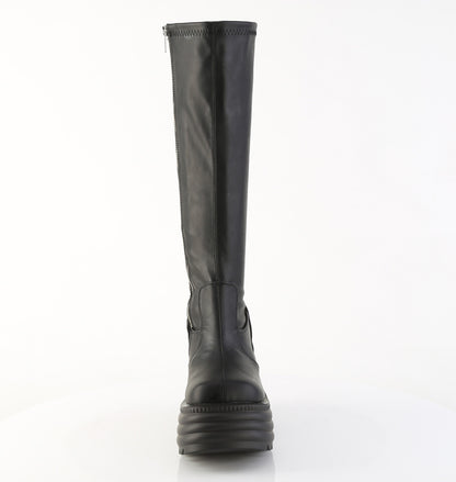 4 1/2" Platform Stretch Knee High Boot, Inside Zip (Demonia MOR300/BVL)
