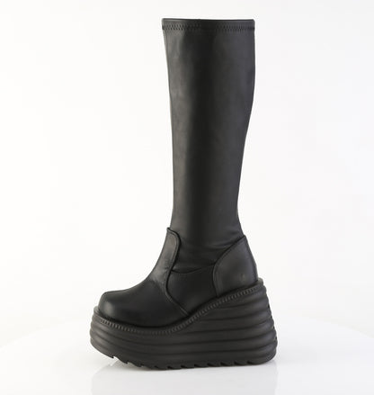 4 1/2" Platform Stretch Knee High Boot, Inside Zip (Demonia MOR300/BVL)