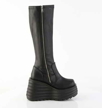 4 1/2" Platform Stretch Knee High Boot, Inside Zip (Demonia MOR300/BVL)