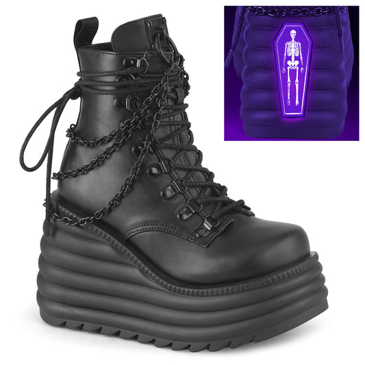 4 1/2" PF Lace-Up Front Ankle Boot, Inside Zip (Demonia MOR65/BVL)
