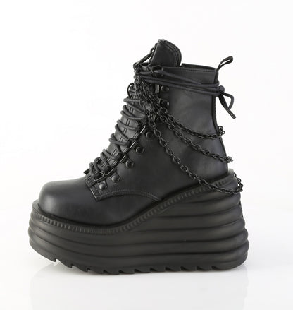 4 1/2" PF Lace-Up Front Ankle Boot, Inside Zip (Demonia MOR65/BVL)