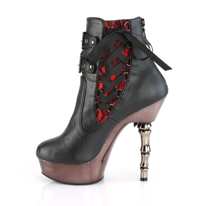 *5 1/2" Finger Bone Heel, 1 1/2" PF Corseted Ankle Boot (Demonia MUE1030/BFS/PWCH)
