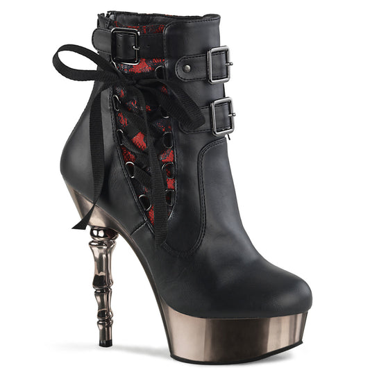*5 1/2" Finger Bone Heel, 1 1/2" PF Corseted Ankle Boot (Demonia MUE1030/BFS/PWCH)