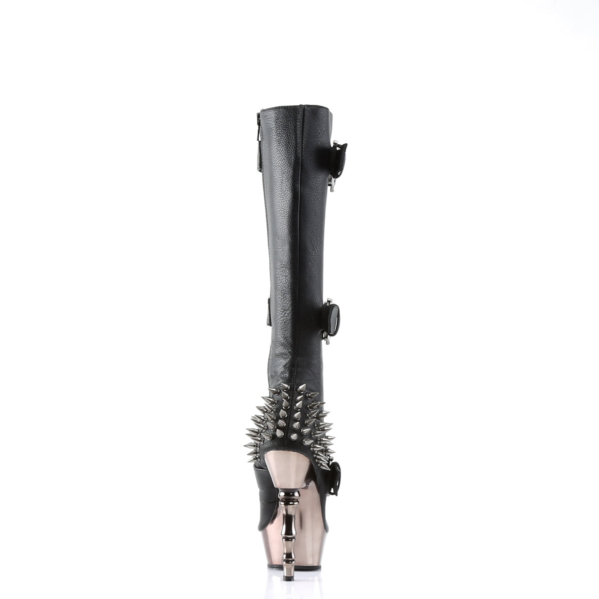 5 1/2" Finger Bone Heel, 1 1/2" PF Lace Up Knee High Boot (Demonia MUE2028/BPU/PWCH)