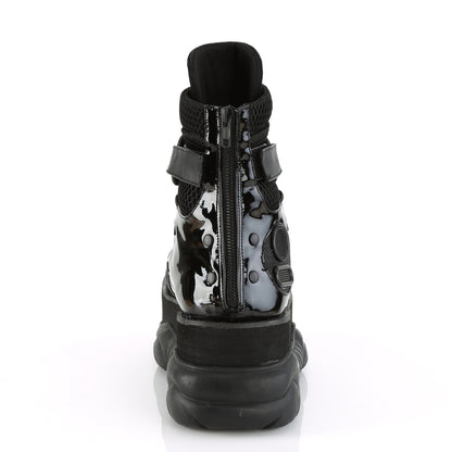 3" PF Lace-Up Ankle Boot w/ Hook N' Loop Straps, Back Zip (Demonia NEP126/BVL-FN-PT)