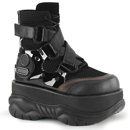 3" PF Lace-Up Ankle Boot w/ Hook N' Loop Straps, Back Zip (Demonia NEP126/BVL-FN-PT)