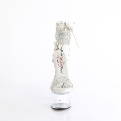 *7" Heel, 2 3/4" PF RS Embellished Ankle Cuff Sandal, Back (Pleaser PASN727RS/C-B/B)