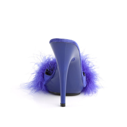 **5" Heel, 3/8" PF Marabou Slide Sandal Blue (Fabulicious POISE501F/BLUSA/M)
