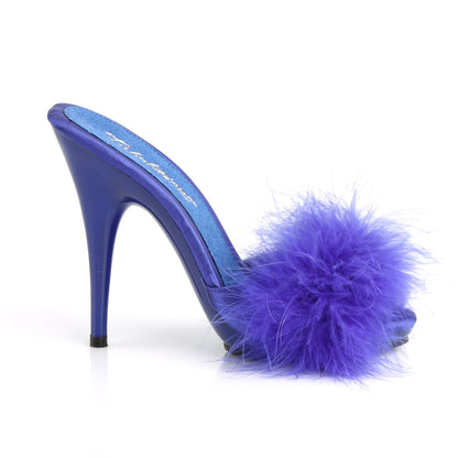 **5" Heel, 3/8" PF Marabou Slide Sandal Blue (Fabulicious POISE501F/BLUSA/M)