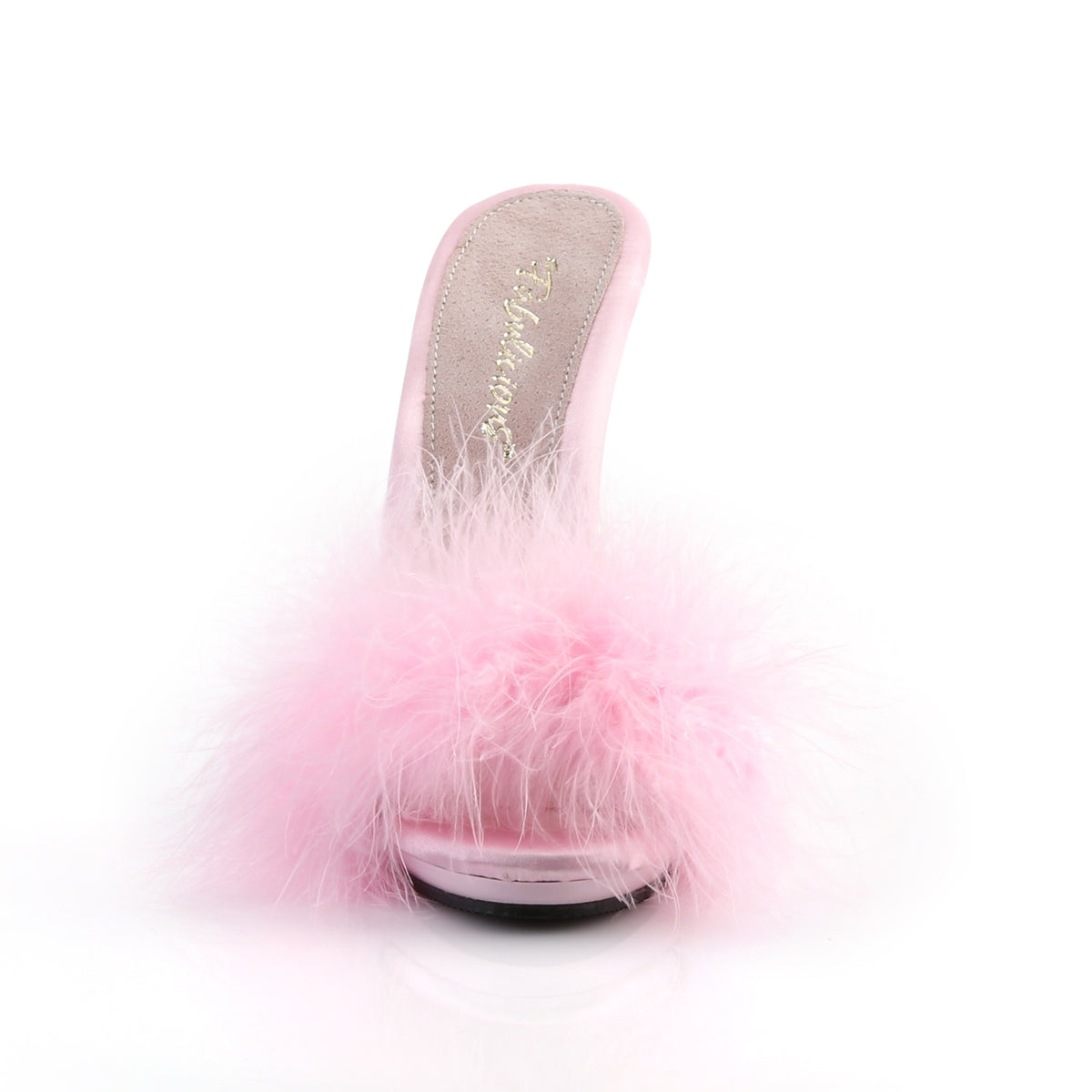 **5" Heel, 3/8" PF Marabou Slide Sandal Blue (Fabulicious POISE501F/BLUSA/M)