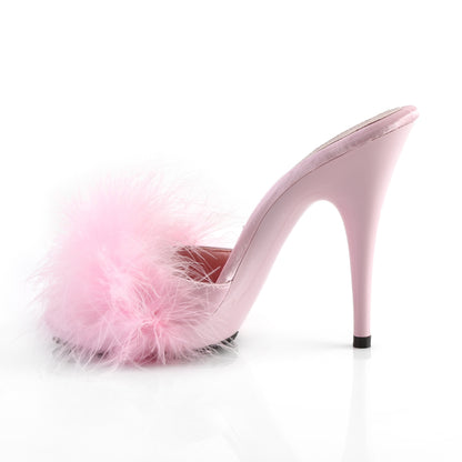 **5" Heel, 3/8" PF Marabou Slide Sandal Blue (Fabulicious POISE501F/BLUSA/M)