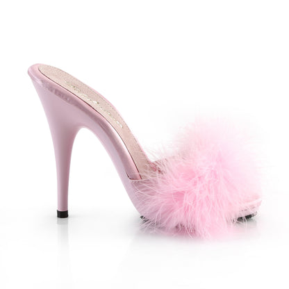 **5" Heel, 3/8" PF Marabou Slide Sandal Blue (Fabulicious POISE501F/BLUSA/M)