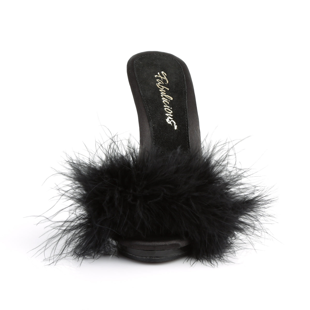 **5" Heel, 3/8" PF Marabou Slide Sandal Blue (Fabulicious POISE501F/BLUSA/M)