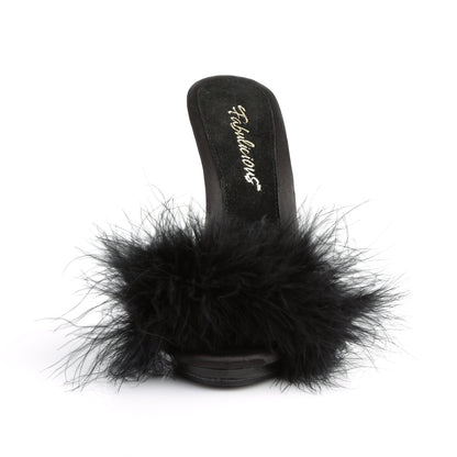 **5" Heel, 3/8" PF Marabou Slide Sandal Blue (Fabulicious POISE501F/BLUSA/M)