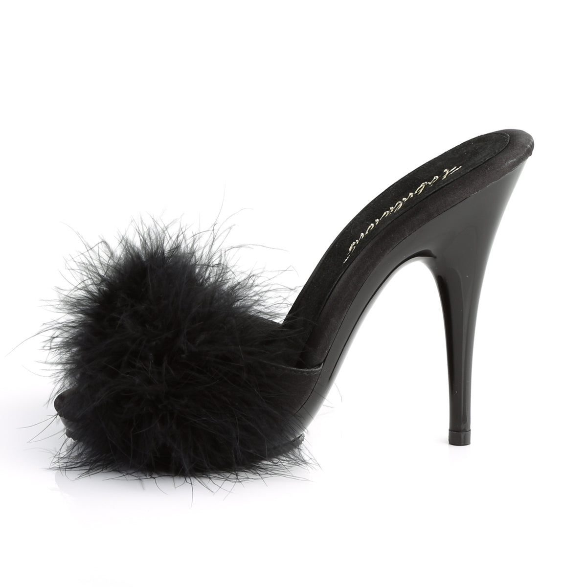 **5" Heel, 3/8" PF Marabou Slide Sandal Blue (Fabulicious POISE501F/BLUSA/M)