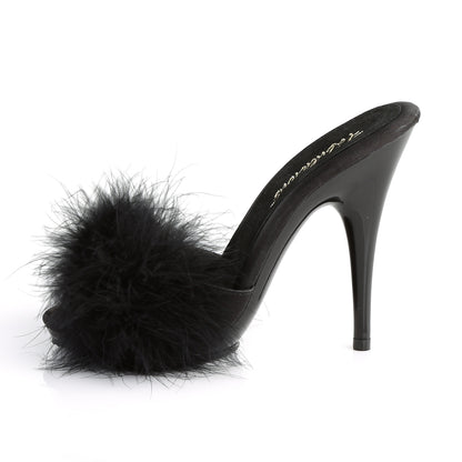 **5" Heel, 3/8" PF Marabou Slide Sandal Blue (Fabulicious POISE501F/BLUSA/M)