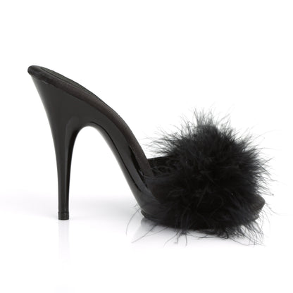 **5" Heel, 3/8" PF Marabou Slide Sandal Blue (Fabulicious POISE501F/BLUSA/M)