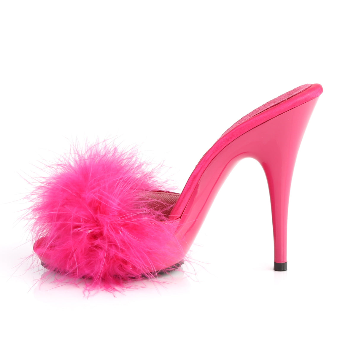 **5" Heel, 3/8" PF Marabou Slide Sandal Blue (Fabulicious POISE501F/BLUSA/M)