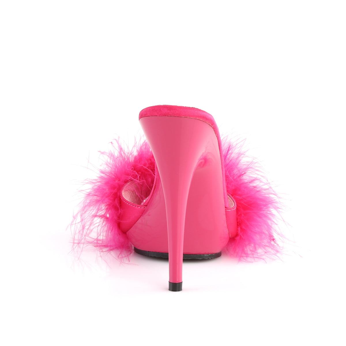 **5" Heel, 3/8" PF Marabou Slide Sandal Blue (Fabulicious POISE501F/BLUSA/M)