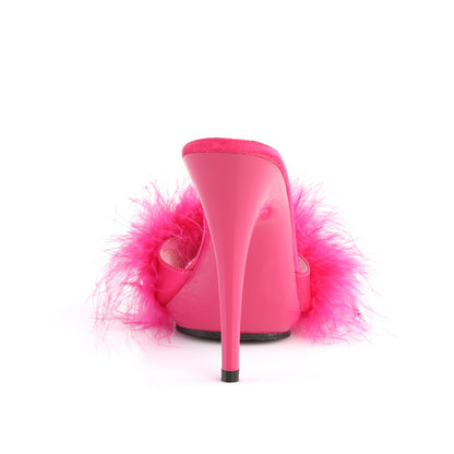 **5" Heel, 3/8" PF Marabou Slide Sandal Blue (Fabulicious POISE501F/BLUSA/M)