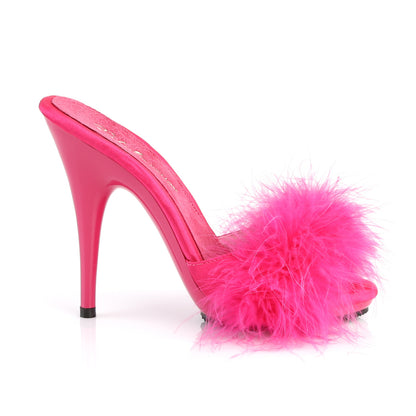 **5" Heel, 3/8" PF Marabou Slide Sandal Blue (Fabulicious POISE501F/BLUSA/M)