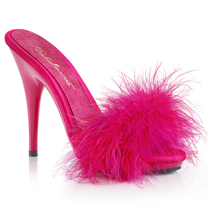 **5" Heel, 3/8" PF Marabou Slide Sandal Blue (Fabulicious POISE501F/BLUSA/M)