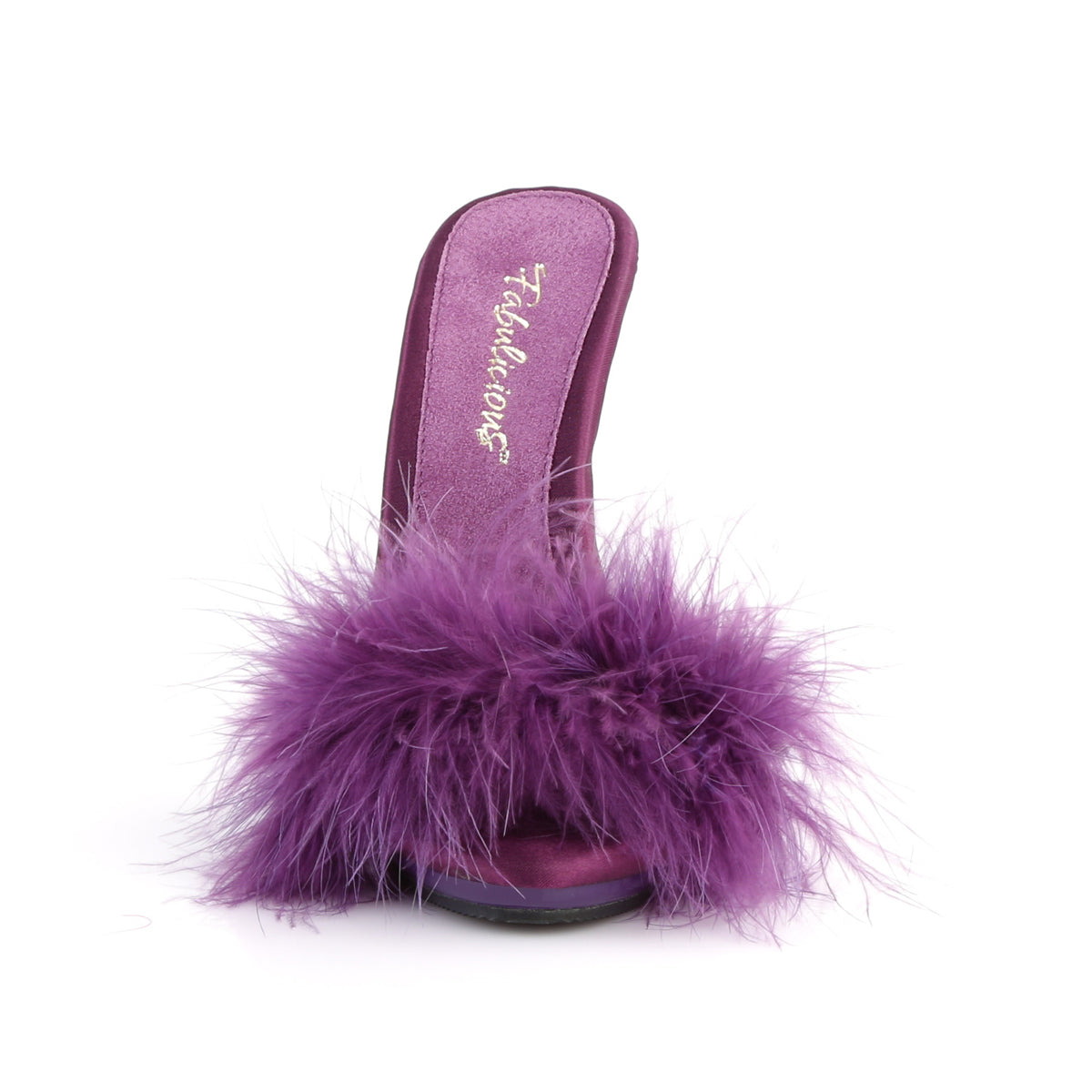 **5" Heel, 3/8" PF Marabou Slide Sandal Blue (Fabulicious POISE501F/BLUSA/M)