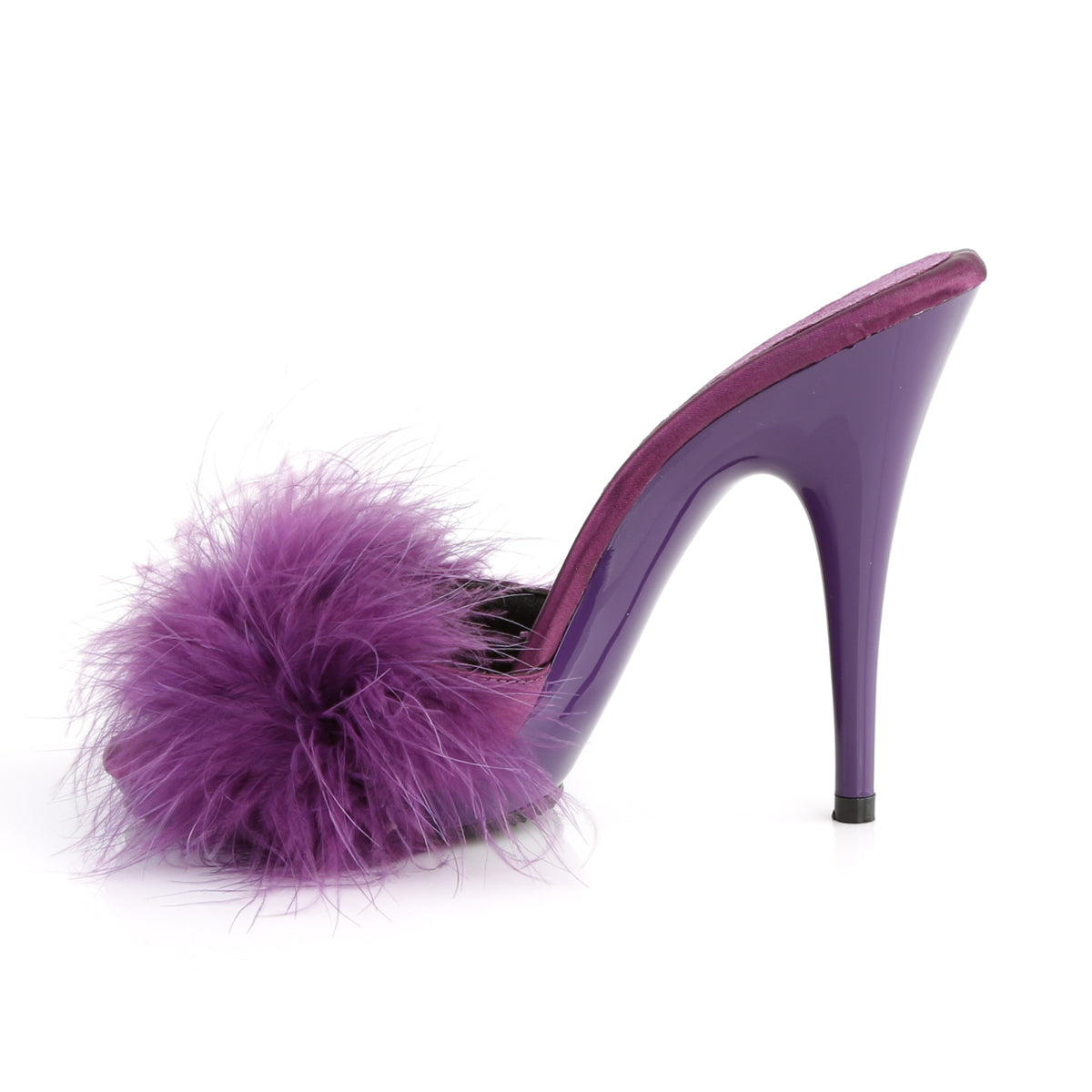 **5" Heel, 3/8" PF Marabou Slide Sandal Blue (Fabulicious POISE501F/BLUSA/M)