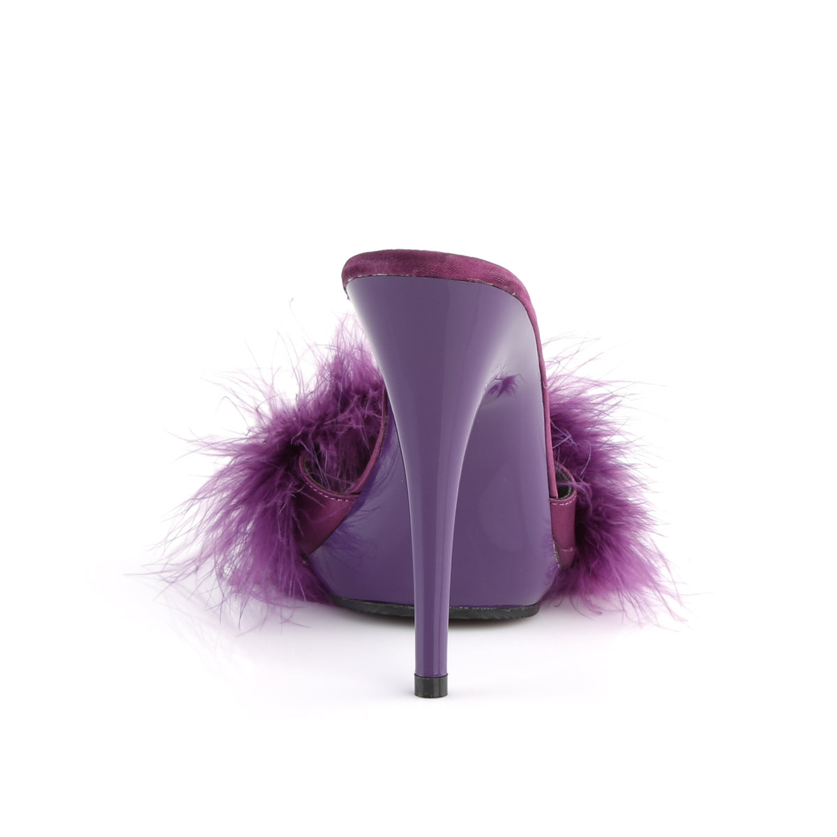 **5" Heel, 3/8" PF Marabou Slide Sandal Blue (Fabulicious POISE501F/BLUSA/M)
