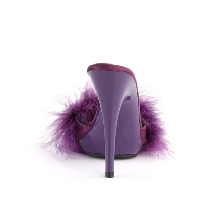 **5" Heel, 3/8" PF Marabou Slide Sandal Blue (Fabulicious POISE501F/BLUSA/M)