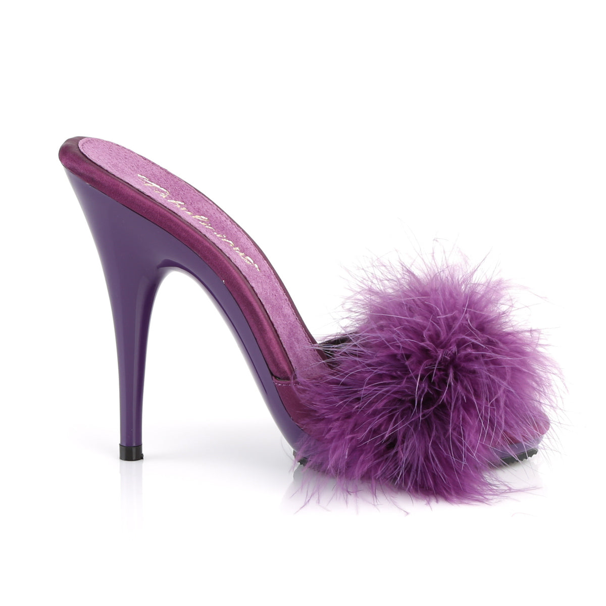 **5" Heel, 3/8" PF Marabou Slide Sandal Blue (Fabulicious POISE501F/BLUSA/M)