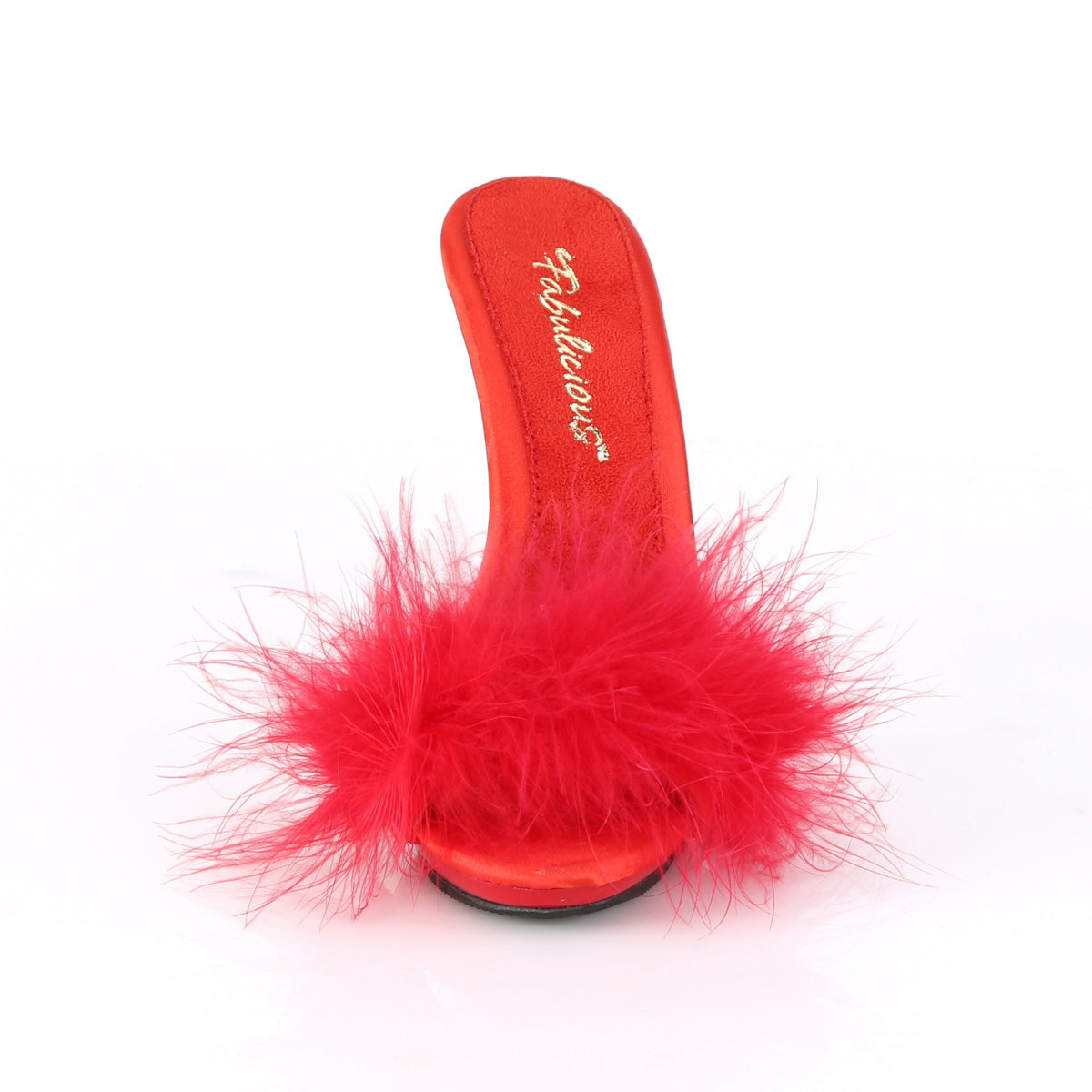 **5" Heel, 3/8" PF Marabou Slide Sandal Blue (Fabulicious POISE501F/BLUSA/M)