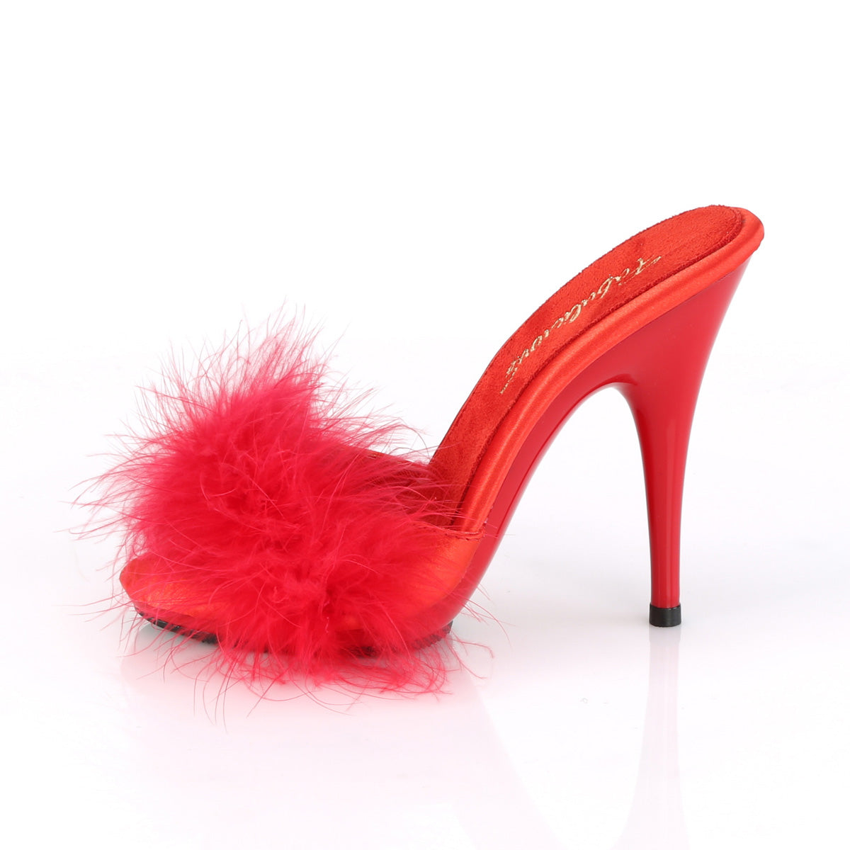 **5" Heel, 3/8" PF Marabou Slide Sandal Blue (Fabulicious POISE501F/BLUSA/M)