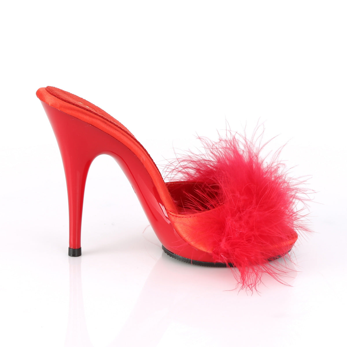 **5" Heel, 3/8" PF Marabou Slide Sandal Blue (Fabulicious POISE501F/BLUSA/M)