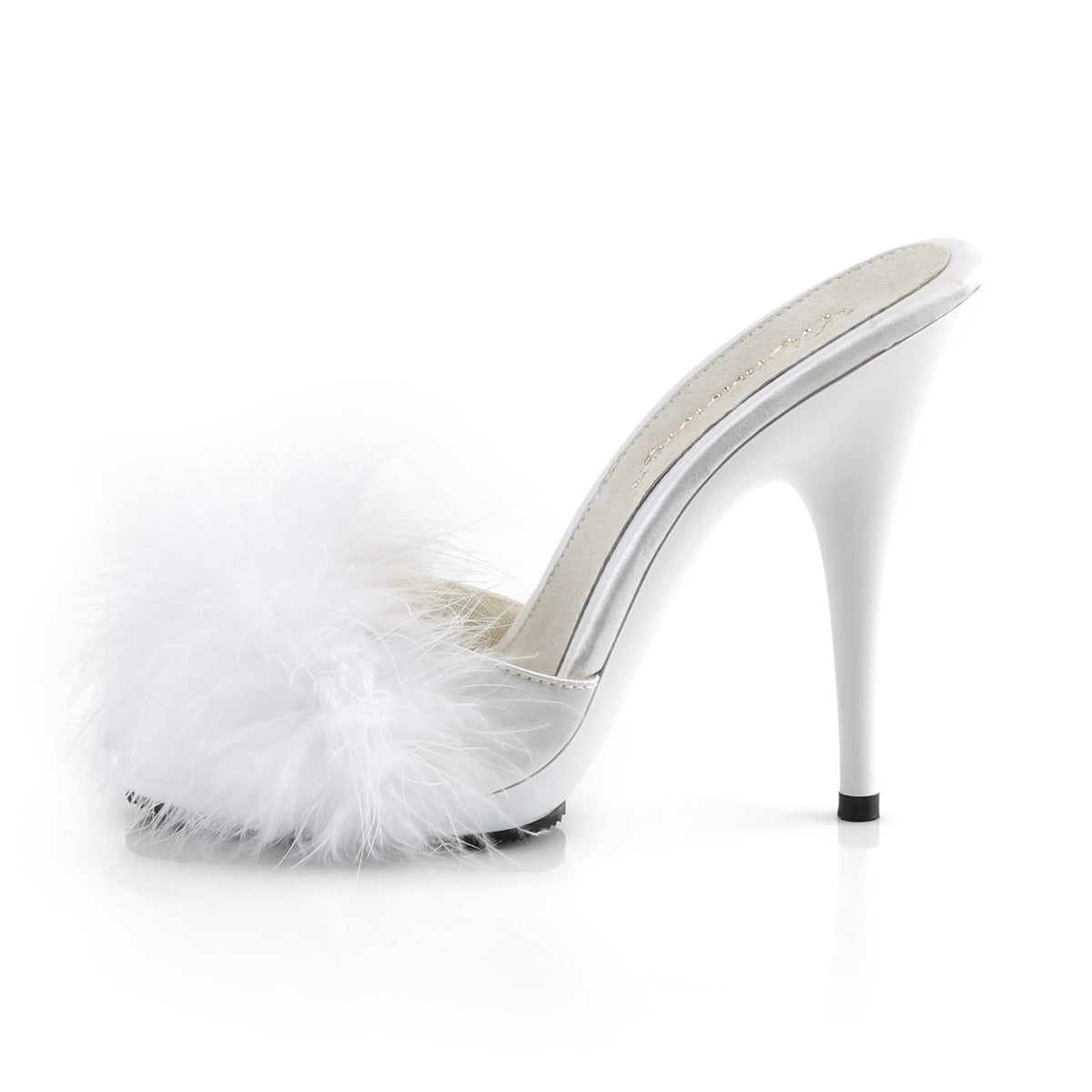 **5" Heel, 3/8" PF Marabou Slide Sandal Blue (Fabulicious POISE501F/BLUSA/M)