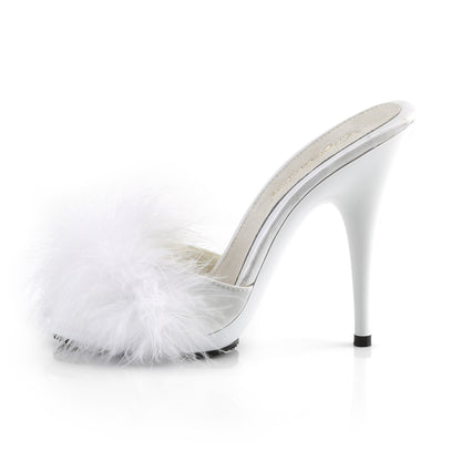 **5" Heel, 3/8" PF Marabou Slide Sandal Blue (Fabulicious POISE501F/BLUSA/M)