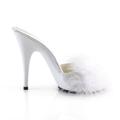 **5" Heel, 3/8" PF Marabou Slide Sandal Blue (Fabulicious POISE501F/BLUSA/M)
