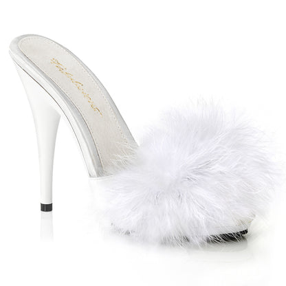 **5" Heel, 3/8" PF Marabou Slide Sandal Blue (Fabulicious POISE501F/BLUSA/M)