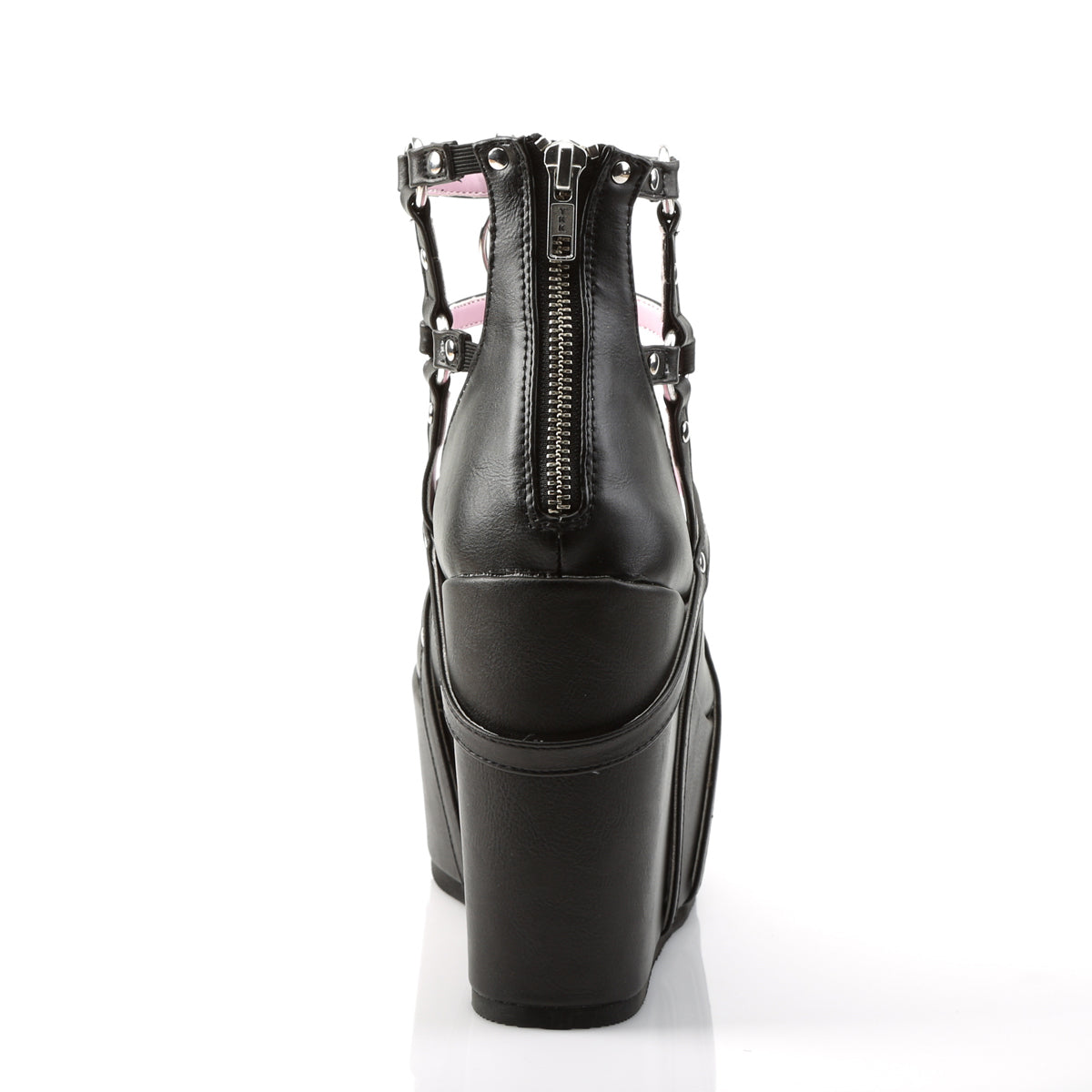 5" Wedge PF Cage Bootie, Back Metal Zip (Demonia POI25-1/BVL)
