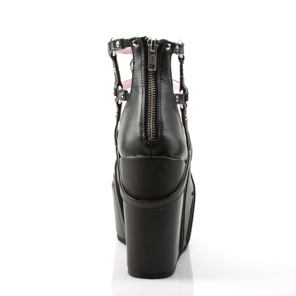 5" Wedge PF Cage Bootie, Back Metal Zip (Demonia POI25-1/BVL)