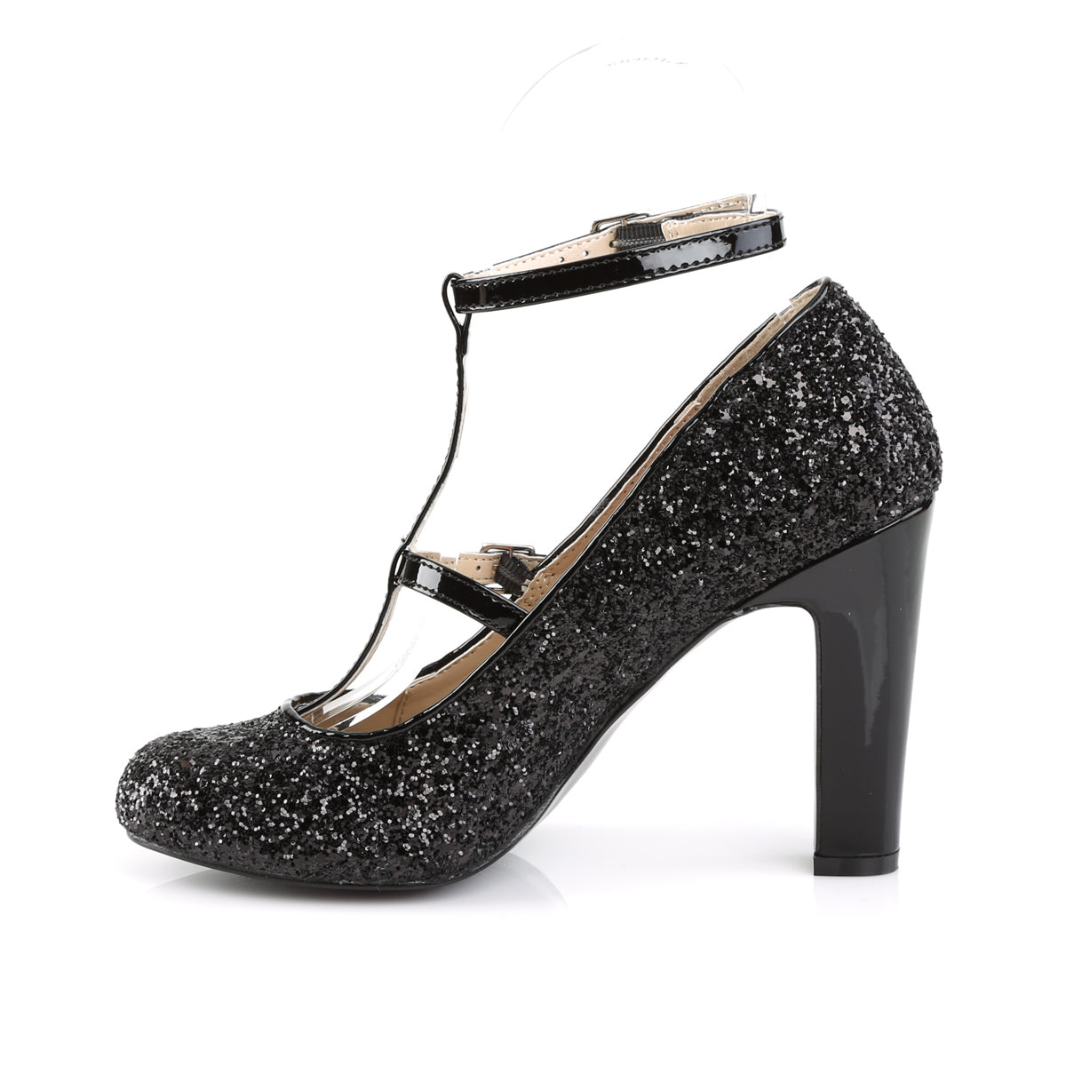4" Heel, Round Toe Pump W/ Glitter (Pleaser Pink Label QUEEN01/B-BG)
