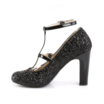 4" Heel, Round Toe Pump W/ Glitter (Pleaser Pink Label QUEEN01/B-BG)