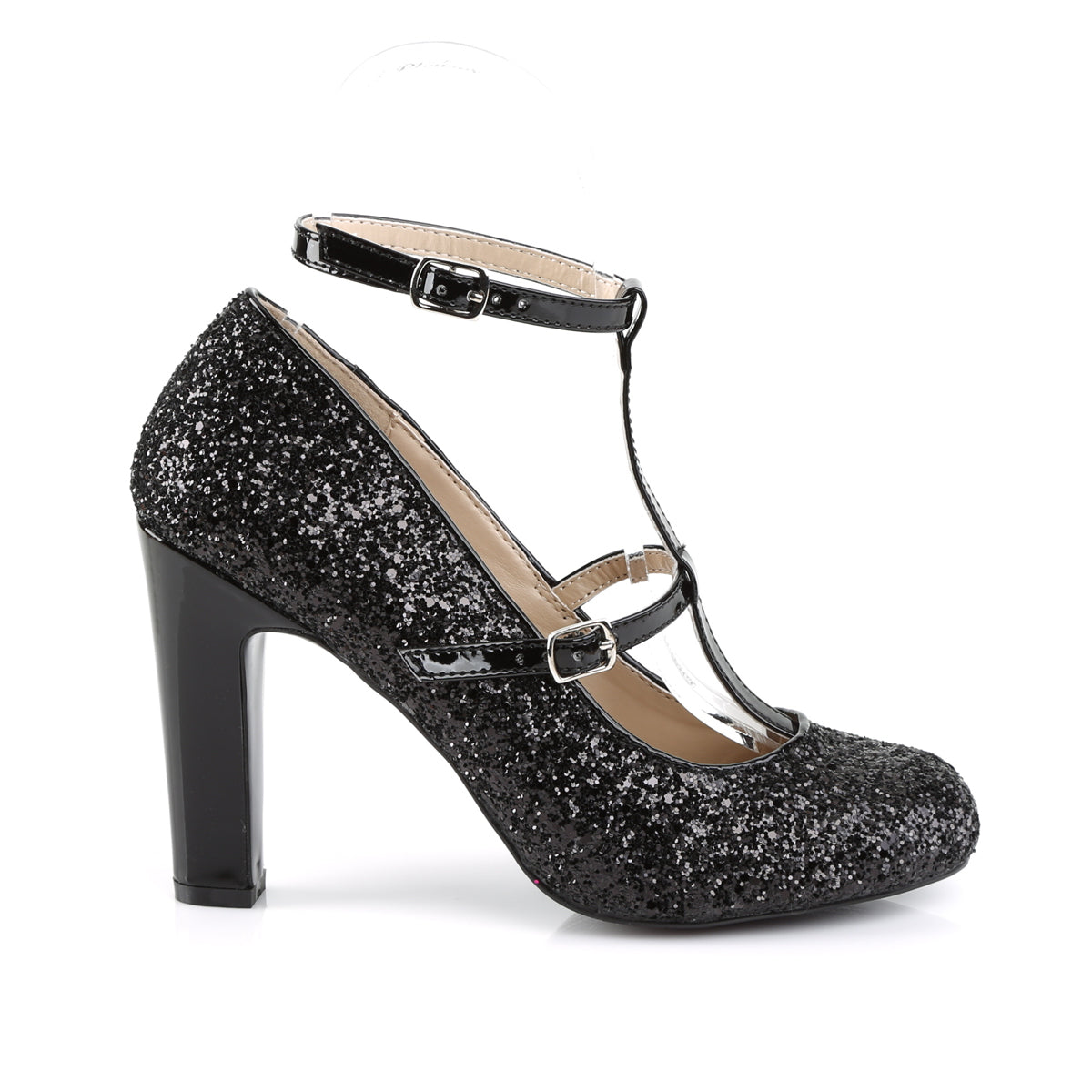 4" Heel, Round Toe Pump W/ Glitter (Pleaser Pink Label QUEEN01/B-BG)