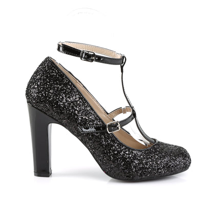 4" Heel, Round Toe Pump W/ Glitter (Pleaser Pink Label QUEEN01/B-BG)