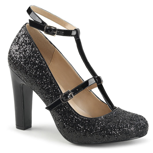 4" Heel, Round Toe Pump W/ Glitter (Pleaser Pink Label QUEEN01/B-BG)