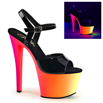 7" Heel, 2 3/4" PF Ankle Strap Sandal (Pleaser RBOW309UV/B/NMC)