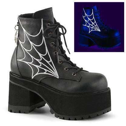 3 3/4" Heel, 2 1/4" PF Ankle Boot w/ Spider Web Embroidery (Demonia RAN105/BVL)